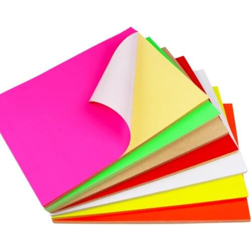 100Sheets Fluorescence Labels Sticker A4 Size Matte Self Adhesive Label Sticker Printer Paper for Laser inkjet printing