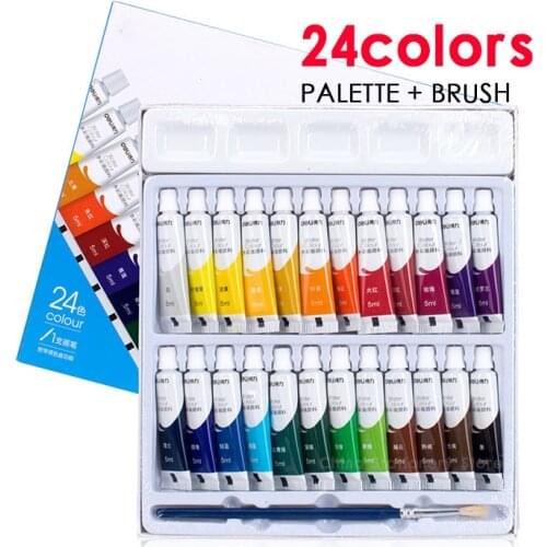 Deli 24Color Watercolor Paint Brush Portable Art Artist Student Painting Watercolor School Supplies