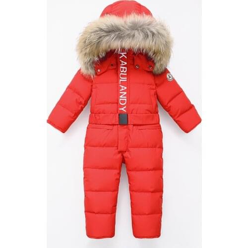 -30 degrees winter kids Siamese Down Jacket Waterproof down jacket for boys Large size thick ski jacket for girls jumpsuit coats