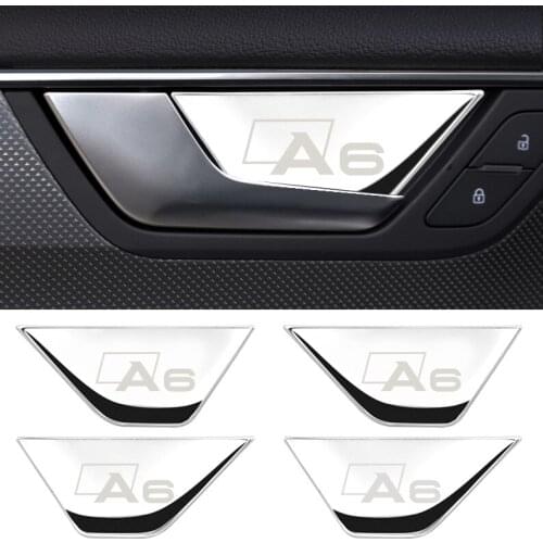 4pcs Car Door Bowl Handle Cover Trim Interior Stickers Case metal For AUDI A6 S line A6L C8 2019 - 2021 Car Styling Accessories