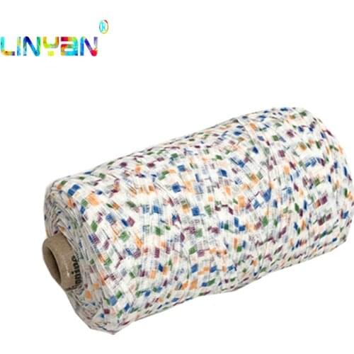 500g*1 piece Orbital Rainbow flat tape yarn Hat hand knitting yarn Medium thickness crochet yarn Cotton thread knit Acrylic t49