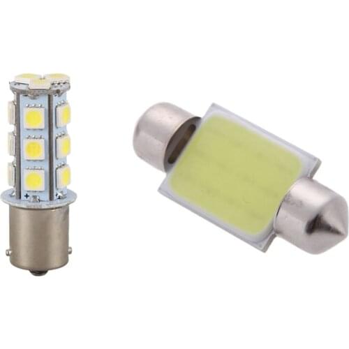 White 1156 P21W 18 LED 5050 SMD Tail Brake Signal Side Light Bulb with 3W COB LED Car Interior Ceiling Lamp Bulb