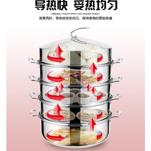 Big Steamer with Pot Thickened Stainless Steel Multi Layers High Steaming Grid Household Steamed Bun Drawer Commercial Pan