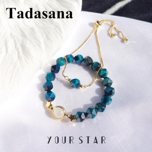 Blue Tiger Eye Set Bracelet For Women Accessory Gold Color Metal Irregular Beads Bracelet Rosary Jewelry Love Gift Friendship