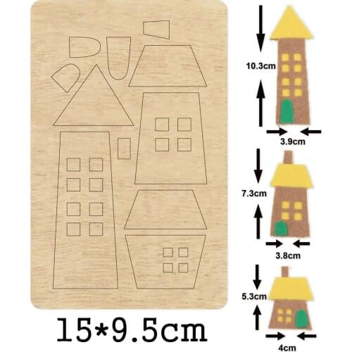 Christmas Castle Wooden Mold 3 Houses Wood Dies For DIY Leather Cloth Paper Craft Fit Common Die Cutting Machines on the Market