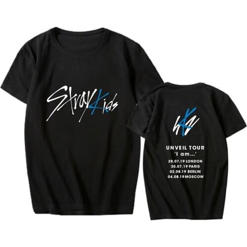 StrayKids Unveil Tour Korean Style T Shirt Tees Hip Hop Tshirt Short Sleeve Tops T-shirts PT1151