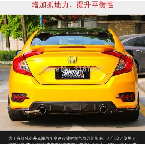 For Honda Civic 2016-2018 Rear Wing Spoiler,ABS Plastic Unpainted Color Rear Roof Spoiler Wing Trunk Lip Boot Cover Car Styling