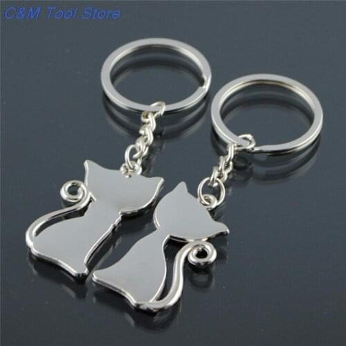 Alloy Enamel Auto Ring For Car Auto Key Chain Cat Keychain Valentines Day Gift For Couple Lovers 9*3*0.2CM