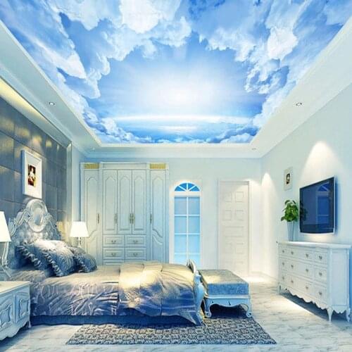 Custom Mural Wallpaper 3D Fantasy Sky Blue Sky And White Clouds Wall Painting European Style Ceiling Background Wall Papers 3 D