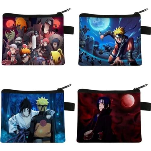 Anime Akatsuki Sasuke Wallet Cartoon Figure Short Canvas Wallet Coin Card Passport Holder Packet Wallet Purse Bags Pouch