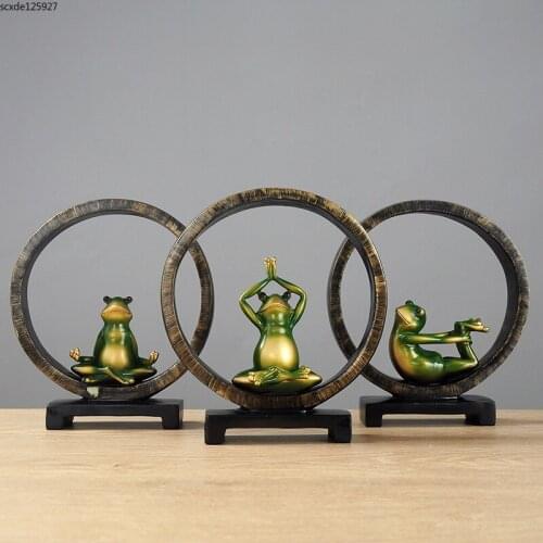 Creative Yoga Frog Statuette Abstract Resin Cartoon Animal Sculpture Crafts Bedroom Countertop Frog Decoration Home Decor Gifts