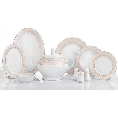 Schafer Alfa Round Dinner Set - 60 Pieces - Gold - 02-Material Type: Porcelain