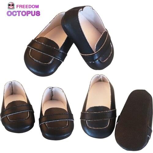 7cm 18 Inch American Doll Mini Leather Shoes Black Handmade Cute Shoes For 43cm New Born Baby&Russia OG Girls Doll Toy