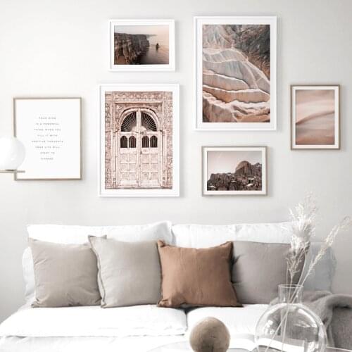 Morocco Door Mountain Sea Desert Quotes Wall Art Canvas Painting Nordic Posters And Prints Wall Pictures For Living Room Decor