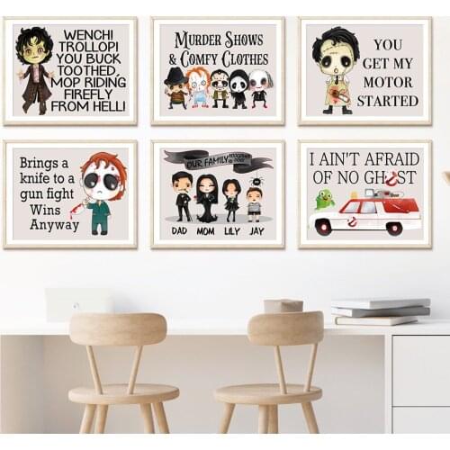 Halloween Horror Family Dress Up Ghost Afraid Wall Art Canvas Painting Nordic Posters And Prints Wall Pictures Kids Room Decor