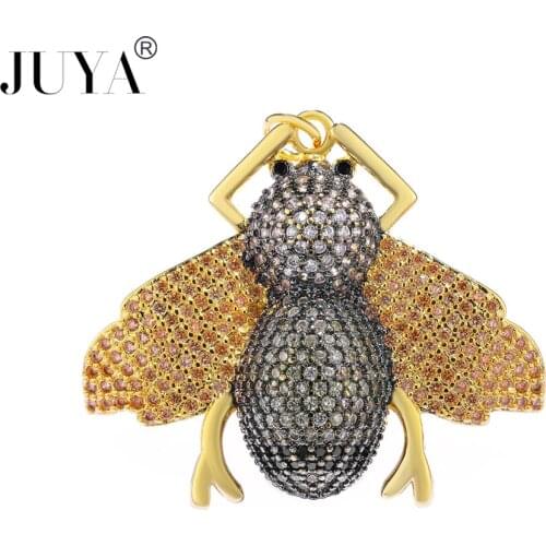 Luxury AAA Cubic Zirconia Rhinestone Crystal Insect Bee Pendants Charm For Jewelry Making Necklace Bracelet Earrings Accessories