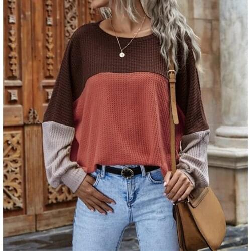Colorblock Printed Plus Size Casual Pullover Long Sleeve Oversized Loose T-shirt Comfortable Autumn Clothes For Women Outfit