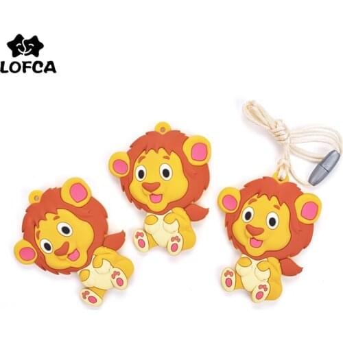 LOFCA 1pc Silicone Teether Cartoon Lion Pendant Necklace Teething for baby silicone teether diy Food Grade teether for teeth
