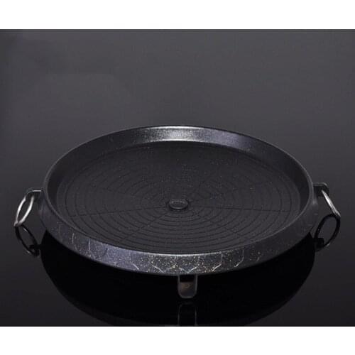 Medical Stone Outdoor Camping Picnic Barbecue Frying Pan Round Non-Stick Smokeless Cooker Korean Barbecue Plate