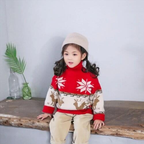 Girl Sweater Kids Knitting Outwear Tops 2021 Red Fleece Thicken Warm Winter Autumn Overcoat Homewear Children Clothing