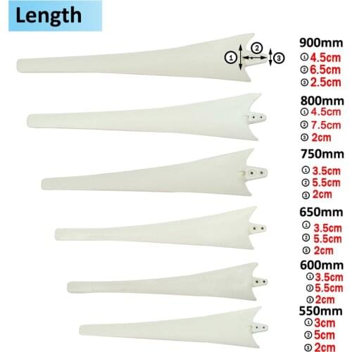 550/600/650/750/800/900mm Black/White Wind Generator Wind Turbine Blades High Strength Nylon Fiber Windmill Accessories