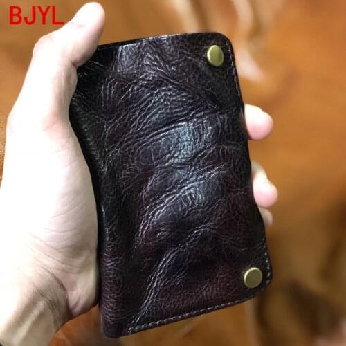 Vintage Leather Mini Purse Men Short Wallet Hand-colored Card Holder Fold Wallet Mens Thin Section Small Wallets Coin Purses 10
