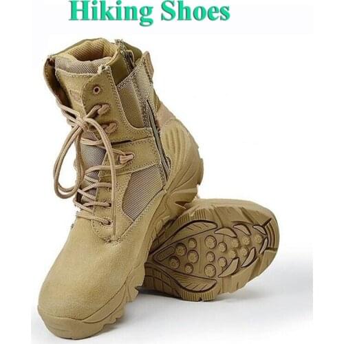 Military Tactical Combat Men Outdoor Breathable Shoes Climbing Trekking Hiking Shoes Leather Sneakers Camping Waterproof Boots