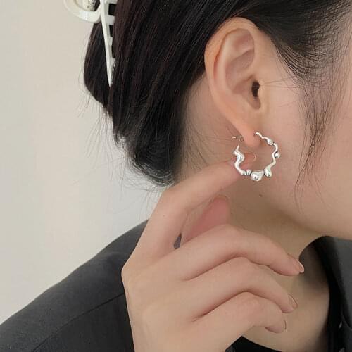 Industry 925 Silver Sterling Earrings Irregular Wave Earrings For Women Earrings Silver 925 Jewelry Daily Fashion Jewelry