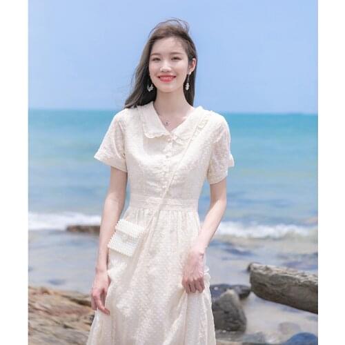 2021 Summer Women Dress Vintage Lace Peter Pan Collar Print Dresses for Women Bodycom Women Clothing Vestido De Mujer WPY3038