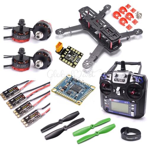 ZMR250 250 Carbon Fiber Frame Kit RS2205 2300KV Motor LittleBee 20A BLHeli_S ESC CC3D Control Flysky I6 FS-I6 for FPV QAV250