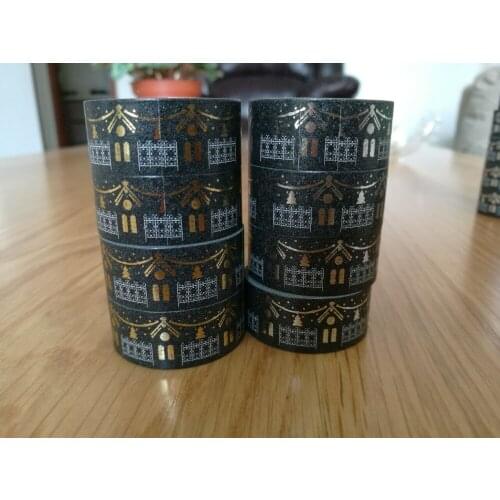 1.5cm House Black Bronzing hot silver Adhesive Tape for Scrapbooking DIY Craft Sticky Deco Masking Japanese Paper Washi Tape