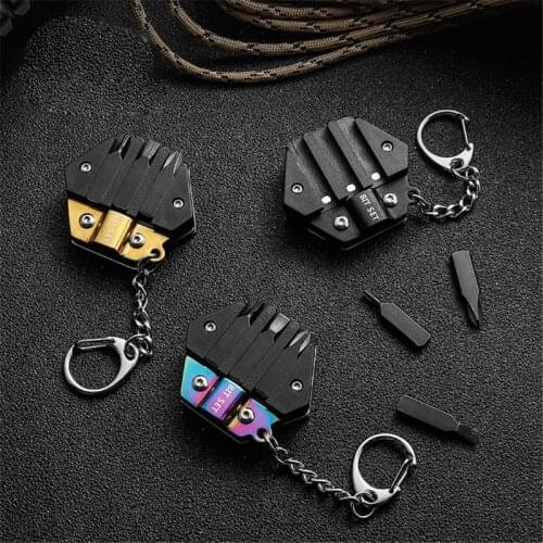 1PCS Multifunctional Hexagon Coin Outdoor EDC Tool Mini Pocket Folding Knife Keychain Screwdriver Camping Hunting Survival Tool