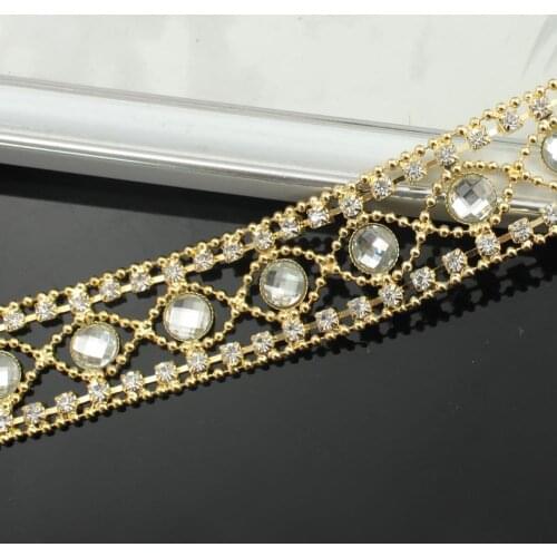 10Yards Beads Rhinestones Cup Chain Golden Silver Rose Golden Clear Crystal for Trimming
