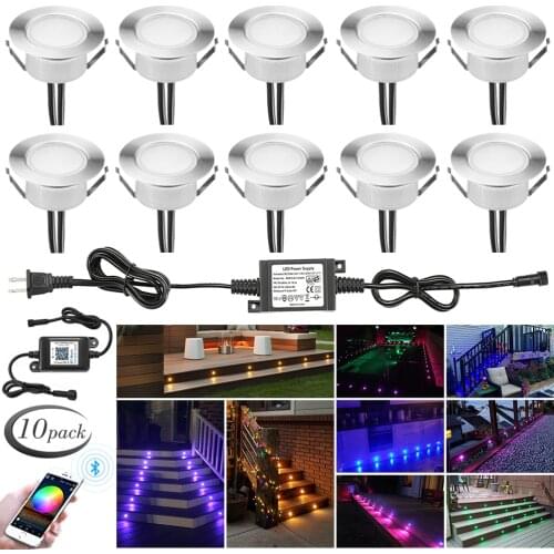 10X 61mm Bluetooth APP Controller Timer Dimmer RGB/RGBW Stair Step LED Deck Rail Soffit Lights Driveway Terrace Lamp