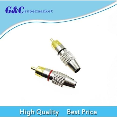 2 pcs Gold Plated RCA Plug Male Solder Audio Cable Adapter Connectors Black&Red diy electronics