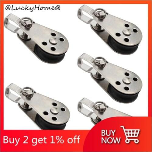 5pcs Stainless Steel Pulley Block Hanging Wire Towing Wheel Swivel Lifting Rope 11UA