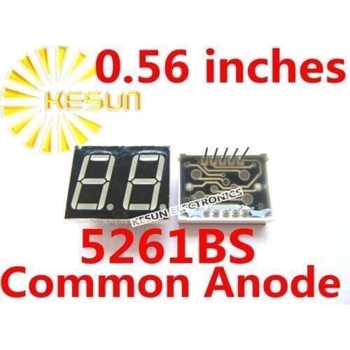 5PCS x 0.56 inches Red Common Anode/Cathode 2 Digital Tube 5261BS 5261AS LED Display Module Light Beads