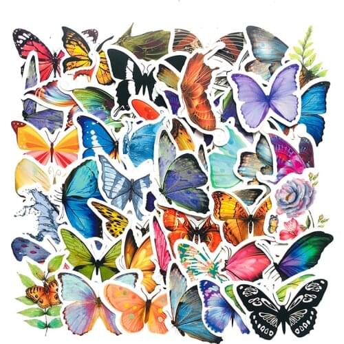 50PCS Colorful Butterfly Shadows Cute Stickers For Case Suitcase DIY Laptop Guitar Skateboard Lovely Decals Graffiti Sticker