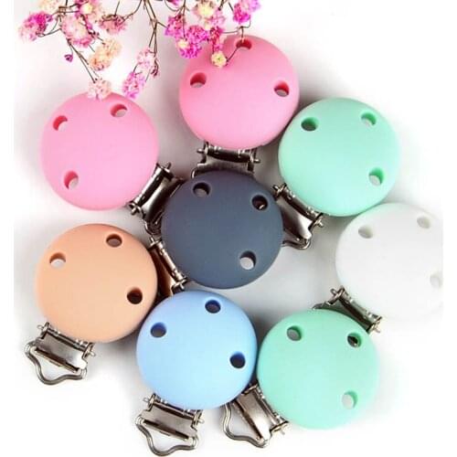 50 Pcs/lot Baby Pacifier Clip Silicone Soother Teether Nipple Holder Round Soft Clips Toys Buckle Newborn Nursing Supplies