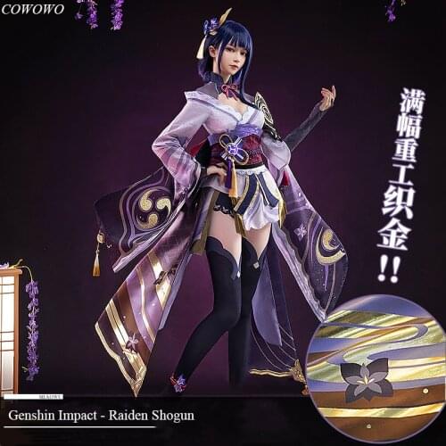 Anime! Genshin Impact Raiden Shogun Game Suit Lovely Uniform Cosplay Costume Halloween Party Role Play Outfit For Women 2021 NEW