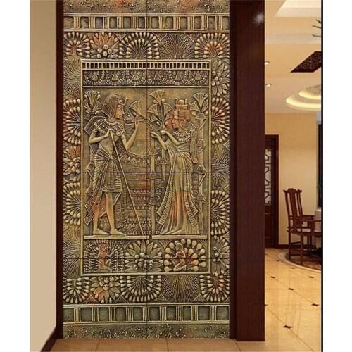 Beibehang Custom living ancient Egyptian culture restaurant living room door painting home decoration wallpaper