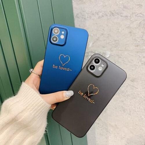 Ultra-thin Matte PP soft Couples Heart-shaped phone case for apple iphone 12 MiNi 7 8 X XS XR MAX 11 Pro Plus SE 10 laser cover