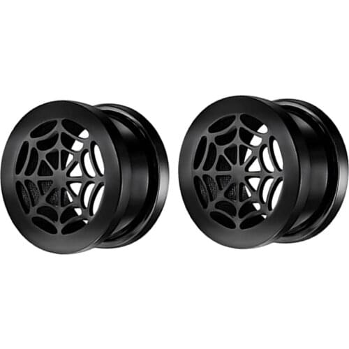 Fanpeijy Anodized Screw Black Flesh Tunnels Spider Web Ear Gauge Plugs Lobe Stretcher Expander Tragus Body Piercing Jewelry 2pcs
