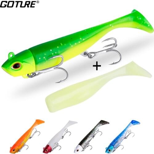 Goture Jigman Black Minnow Fishing Lure Swimbait Wobbler 18g 26g Preventing Falling Off Lead Head Design With Soft EVA Tail