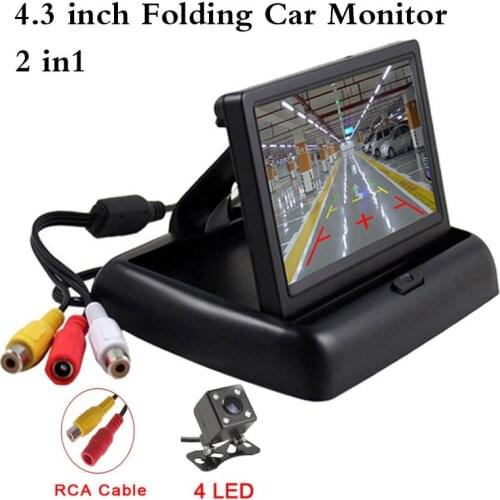 2 in1 Parking Assist 4.3 inch Folding Car Monitor Video Player with Night Vision Waterproof Rear View Backup Camera dfdf