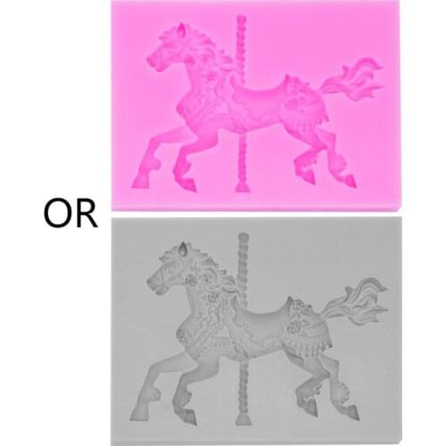 Carousel Horse Shape Silicone Cake Mold Bakeware 3D Silicone Mould For Chocolate Clay Fondant Cake Tools Decorating