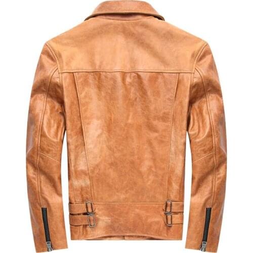 Autumn Winter Genuine Leather Jacket Men Streetweaar Real Sheepskin Coat Man Moto Biker Vintage Cow Leather Jackets hiver