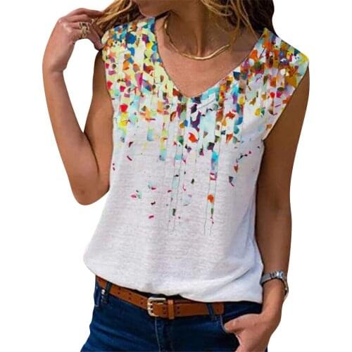 Summer 2021 Women Tank Tops Sexy Casual Floral Print Top Female V-Neck Sleeveless Tops Harajuku Streetwear Lady Clothing D30