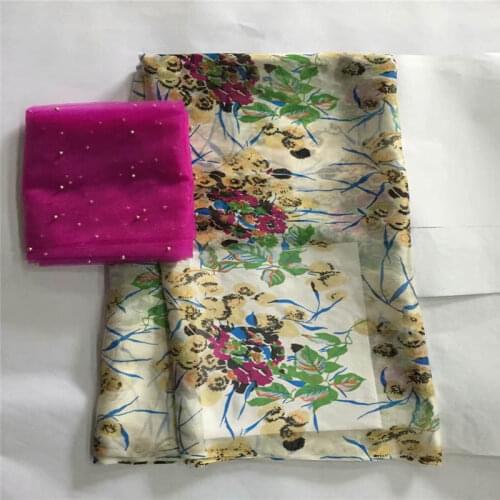 LX!High quality African silk chiffon floral printed fabric,for ladies dress soft and comfortable printed silk fabric! F32423