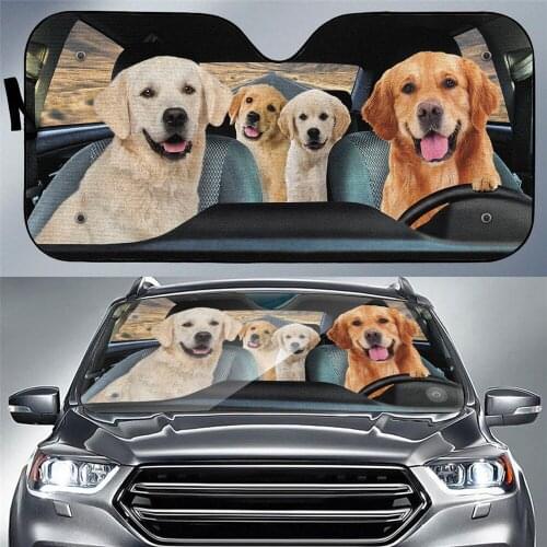 Golden Retriever Family Print Fashion Auto Accessories UV Protect Foldable Front Windshield Sunshade Durable Car Sunshade Cover